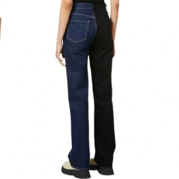 FRAME Le Jane Colour-Block StraightLeg High-Rise Stretch Denim Jeans Size27 Tall - Picture 9 of 12